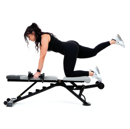 Woman Doing Kneeling Kickbacks On Top of Glute Drive Plus